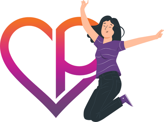 Illustration woman jumping in front of Protect Line logo