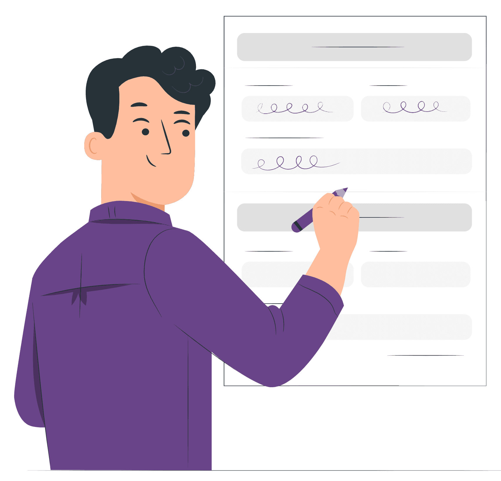 Illustration of man filling in form